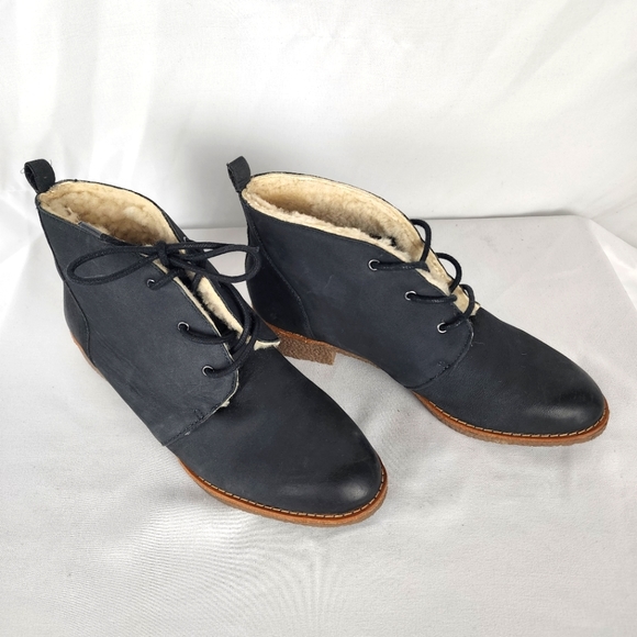 Rebecca Minkoff Shoes - NEW Rebecca Minkoff Persys Shearling Lace-Up Boot Women's 6 Petrol Green Black